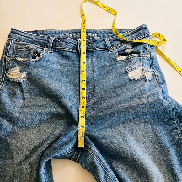 American Eagle Outfitters High Rise Mom Jeans Size 12 Long Blue - Picture 8 of 11